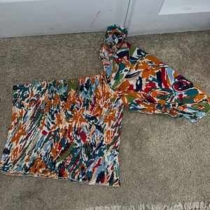 One shoulder floral crop top